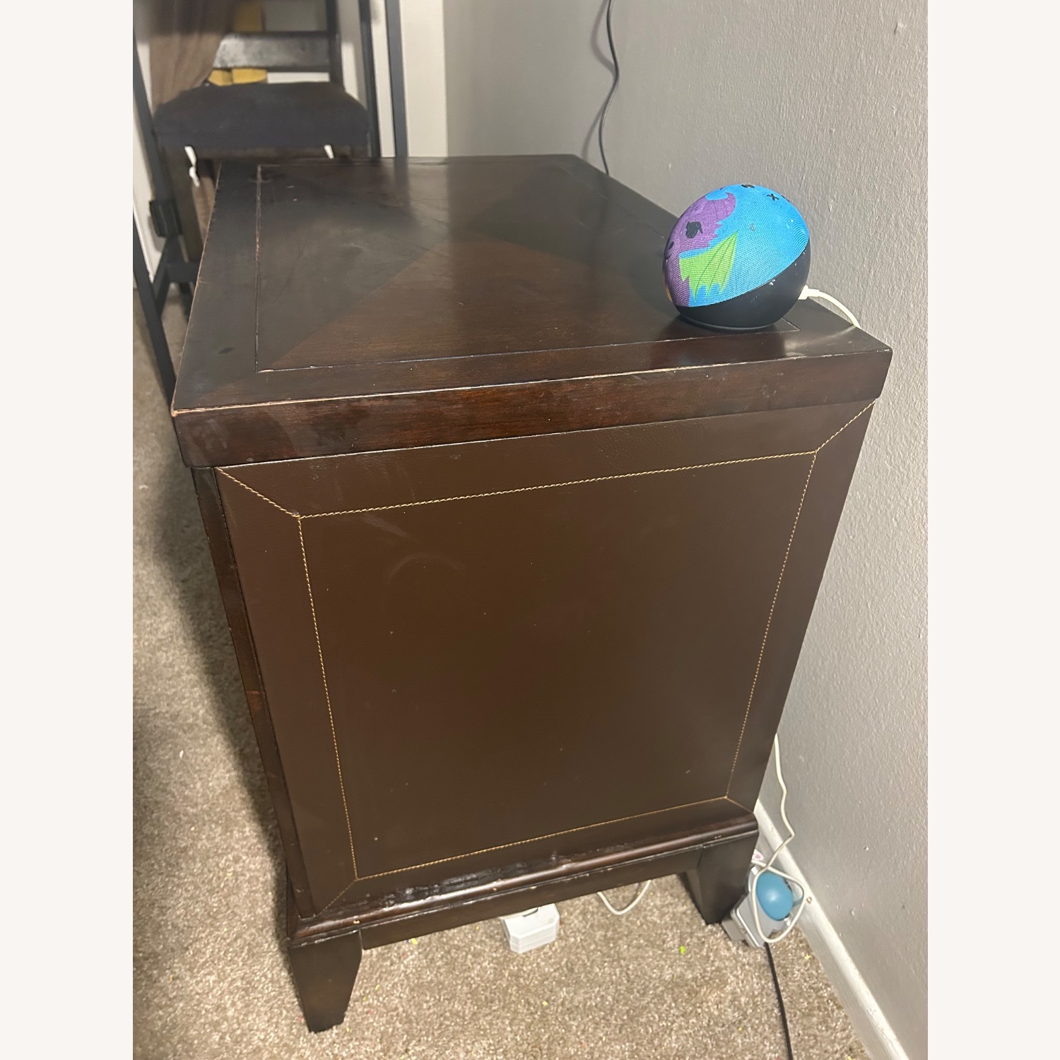 Dark Brown Wood Nightstand - image-3