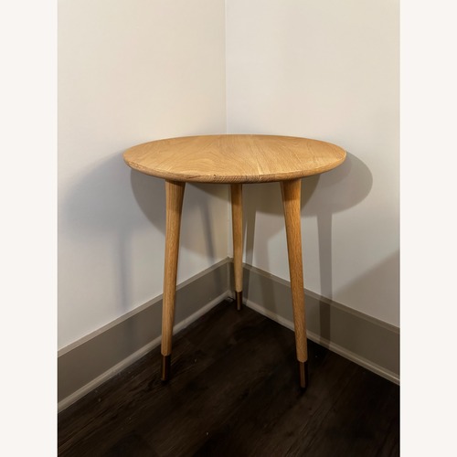 Used Anthropologie Light Brown Wood Side Table for sale on AptDeco