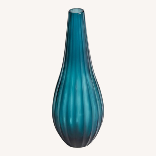 Used Ethan Allen Teal Rubbed Vase Blue Décor for sale on AptDeco