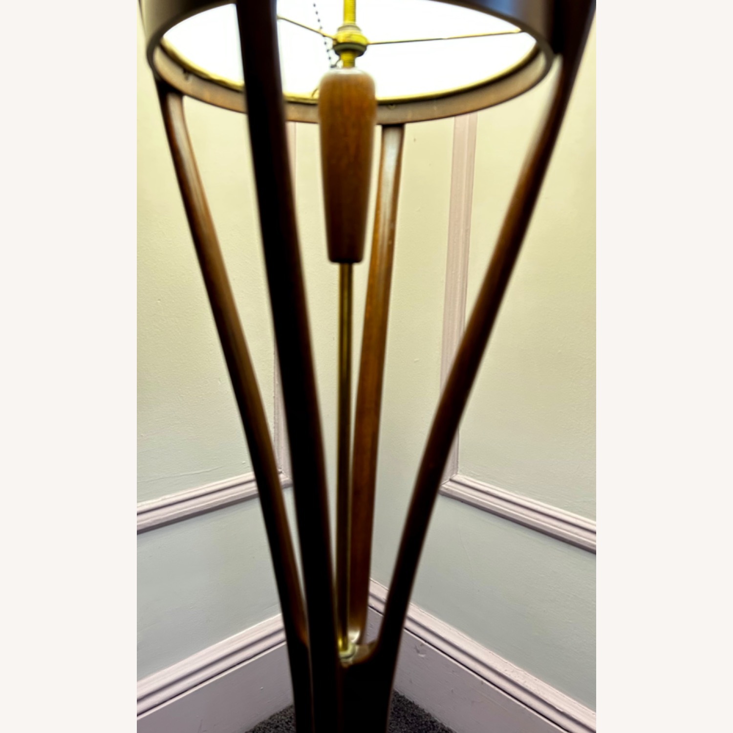 Vintage/Antique Dark Brown Wood Floor Lamp - image-2