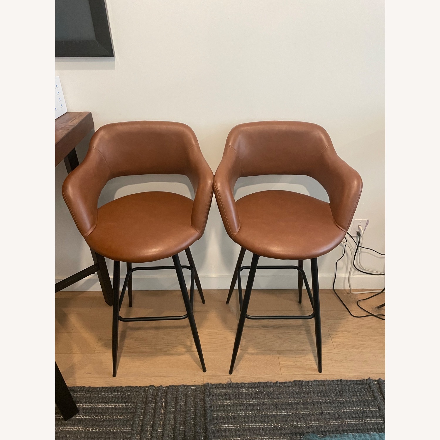 Wayfair Light Brown Leather Bar Stools - image-1