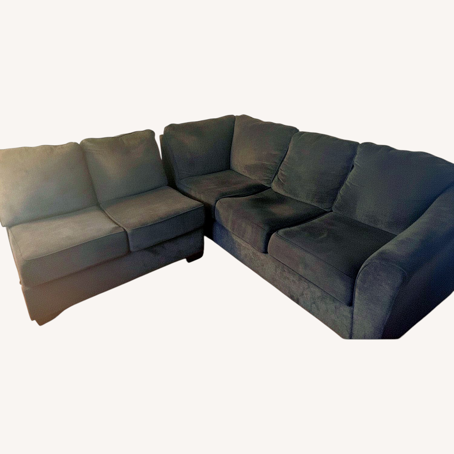 Dark Blue Ashley Furniture 2 Sectional Couch clean - image-0