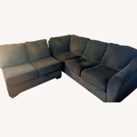 Dark Blue Ashley Furniture 2 Sectional Couch clean