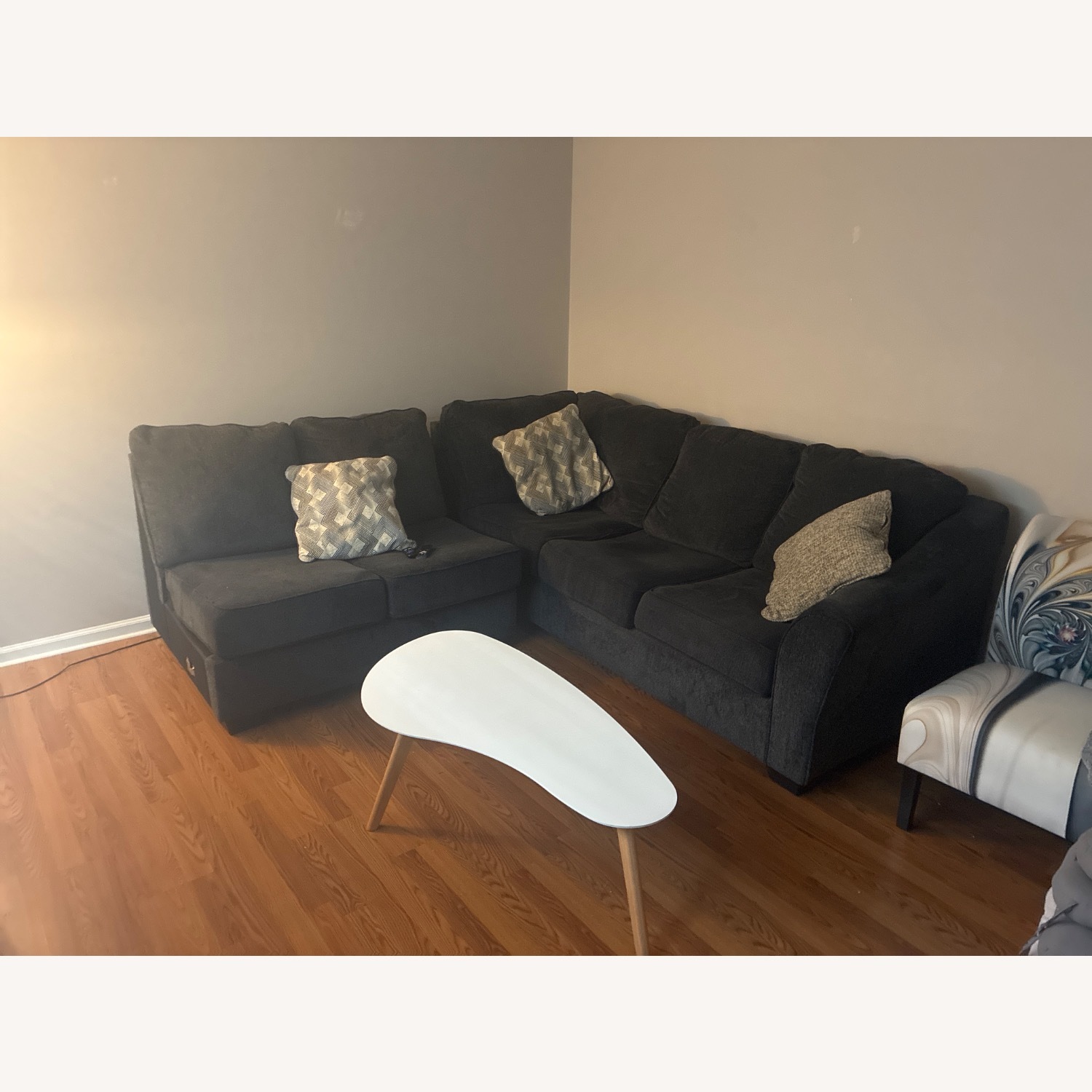 Dark Blue Ashley Furniture 2 Sectional Couch clean - image-3