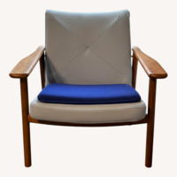 Anthropologie Blue Wood Accent Chairs