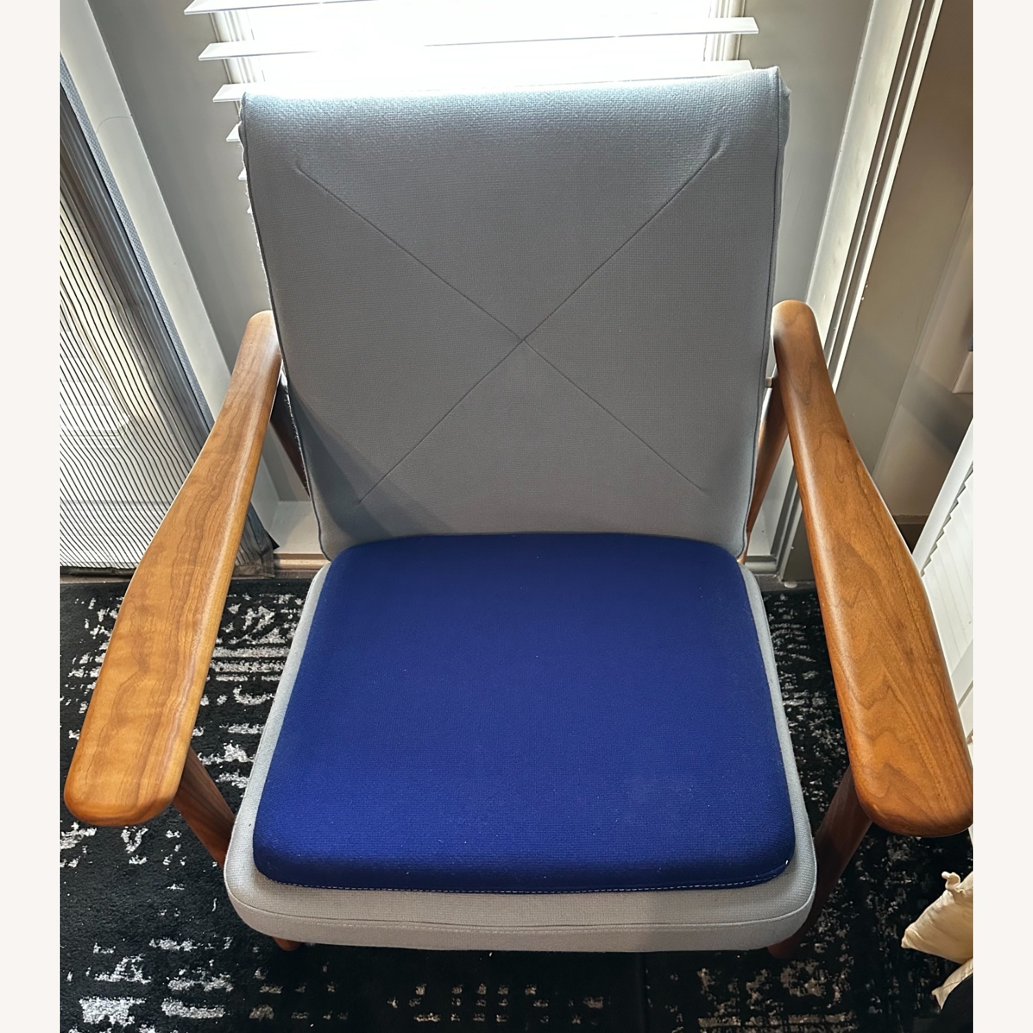 Anthropologie Blue Wood Accent Chairs - image-4