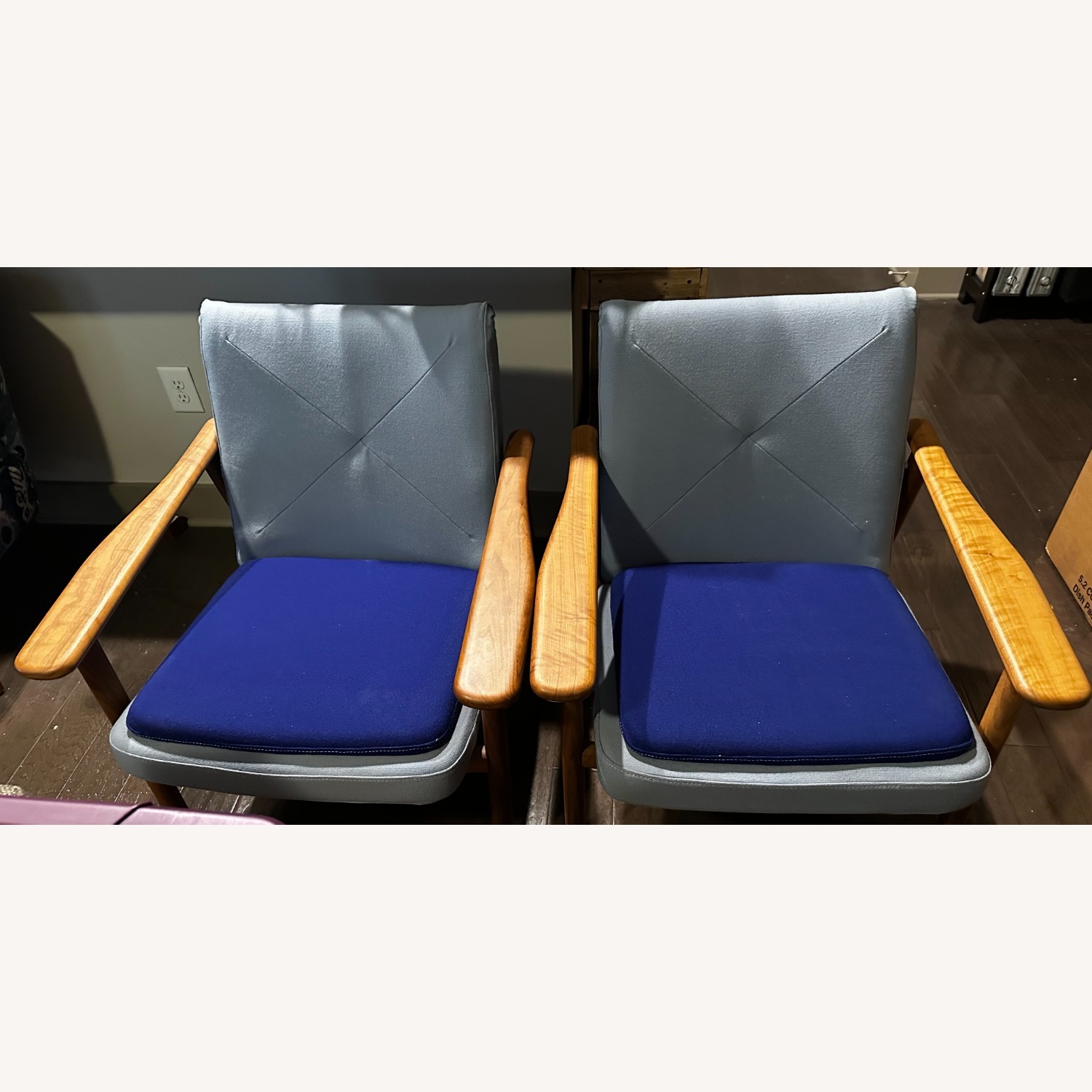 Anthropologie Blue Wood Accent Chairs - image-5