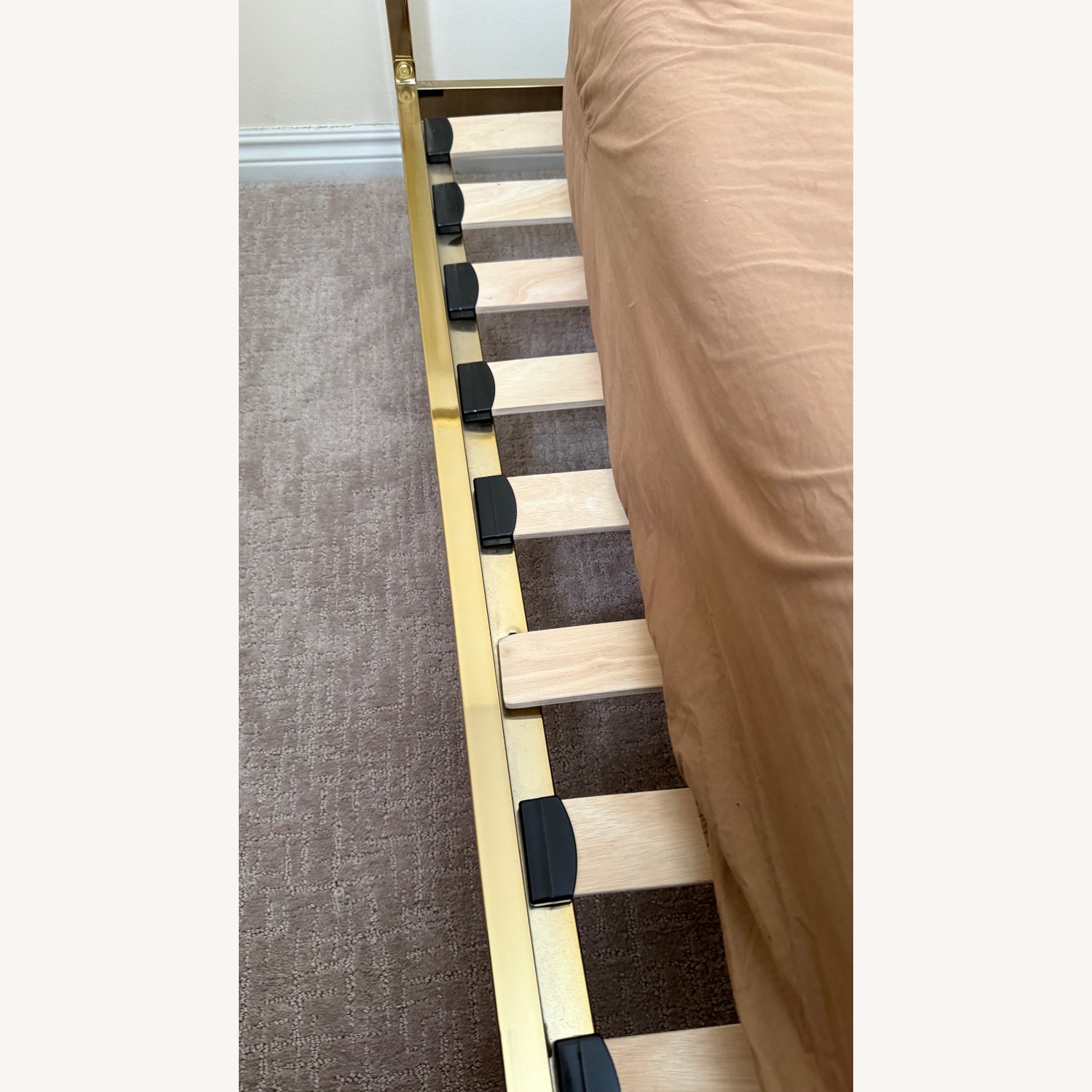 CB2 Queen Alchemy Brass Low Profile Modern Bed - image-4