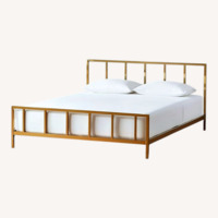 CB2 Queen Alchemy Brass Low Profile Modern Bed