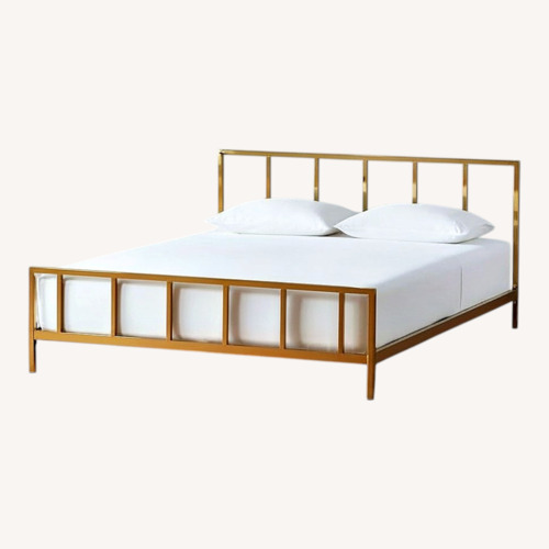 Used CB2 Queen Alchemy Brass Low Profile Modern Bed for sale on AptDeco