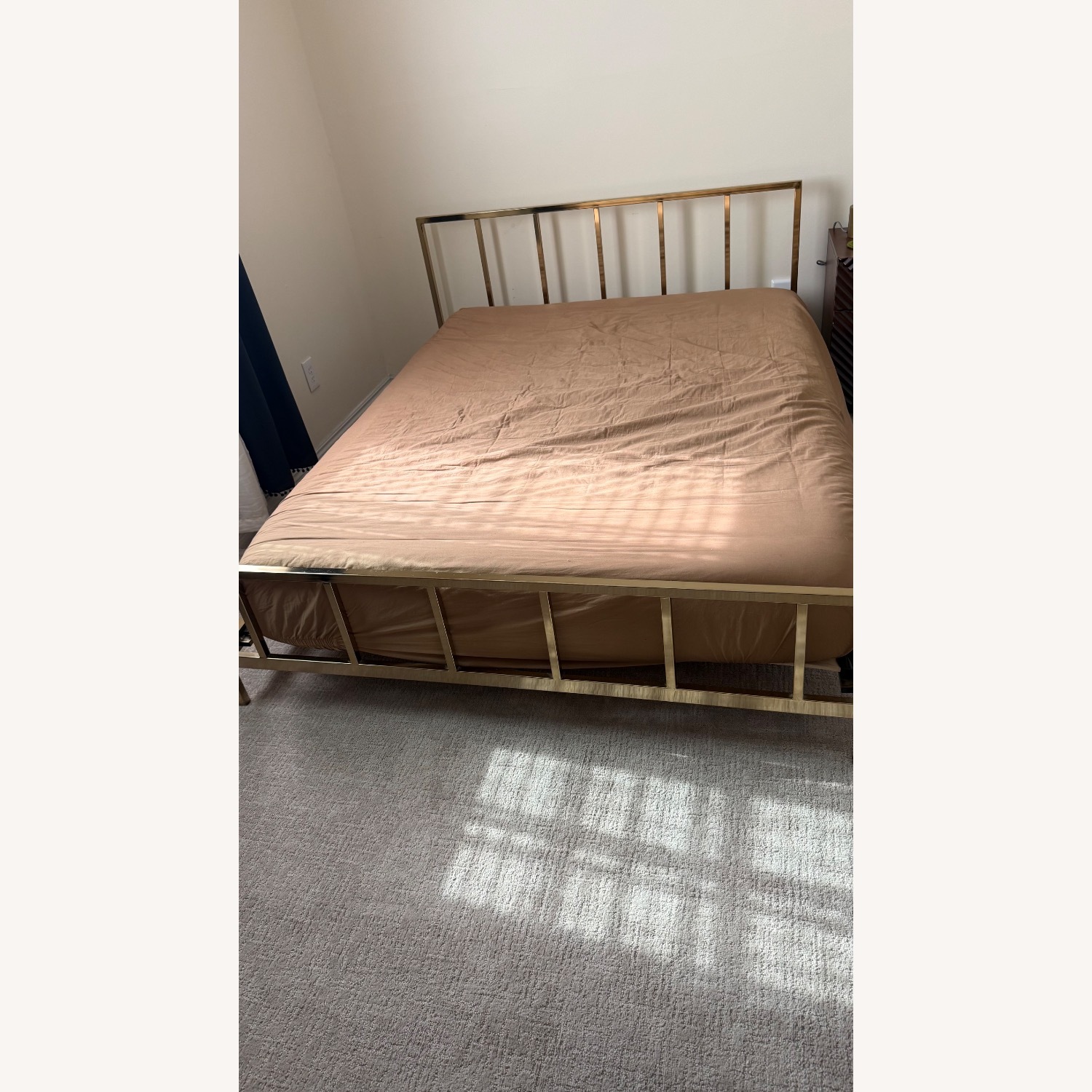 CB2 Queen Alchemy Brass Low Profile Modern Bed - image-1