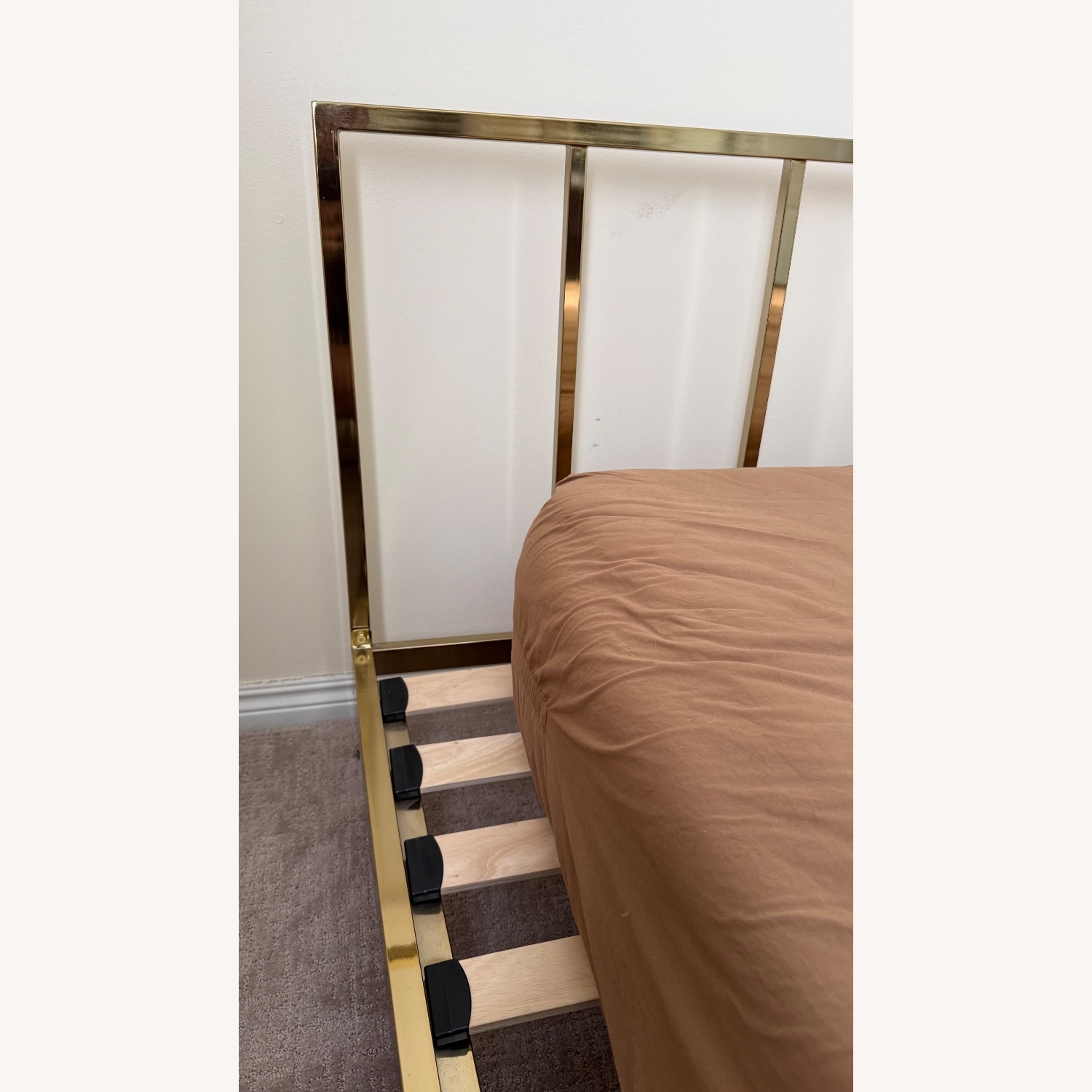 CB2 Queen Alchemy Brass Low Profile Modern Bed - image-5