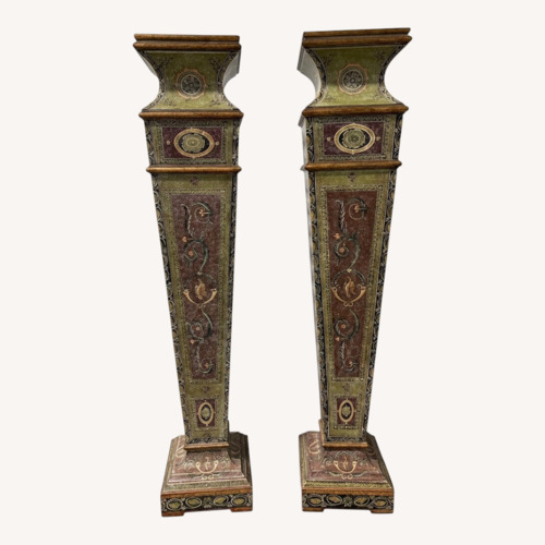 Used Pair of Multi-Colored Pattern Pedestals for sale on AptDeco