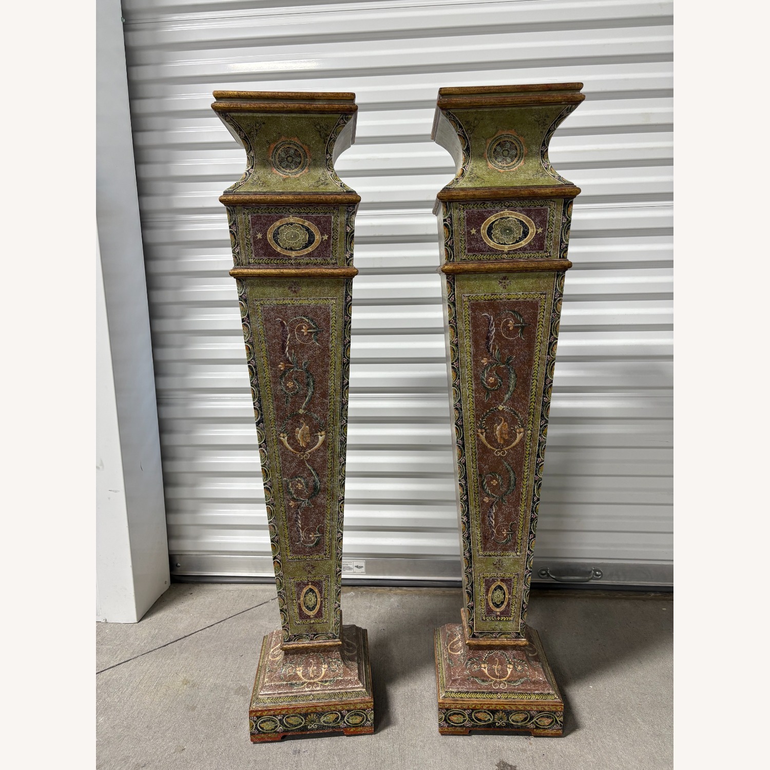Pair of Multi-Colored Pattern Pedestals - image-1