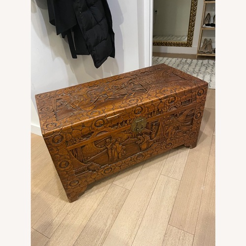 Used Vintage Wood Chest (Chinese Inspired) for sale on AptDeco