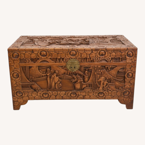Used Vintage Wood Chest (Chinese Inspired) for sale on AptDeco