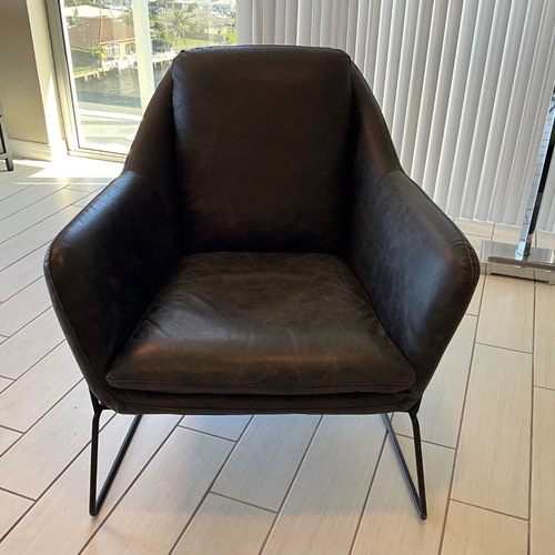Used Moe's Home Collection Black Leather Armchair for sale on AptDeco