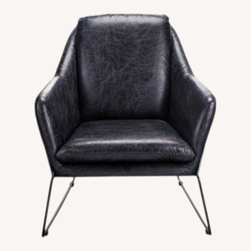 Used Moe's Home Collection Black Leather Armchair for sale on AptDeco