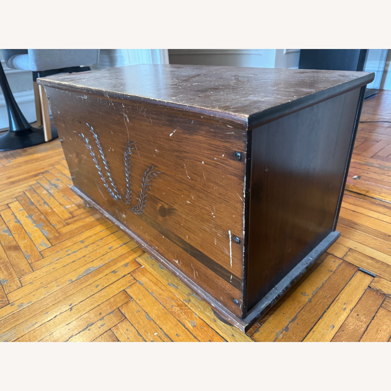 Vintage/Antique Dark Brown Wood Chest - image-2