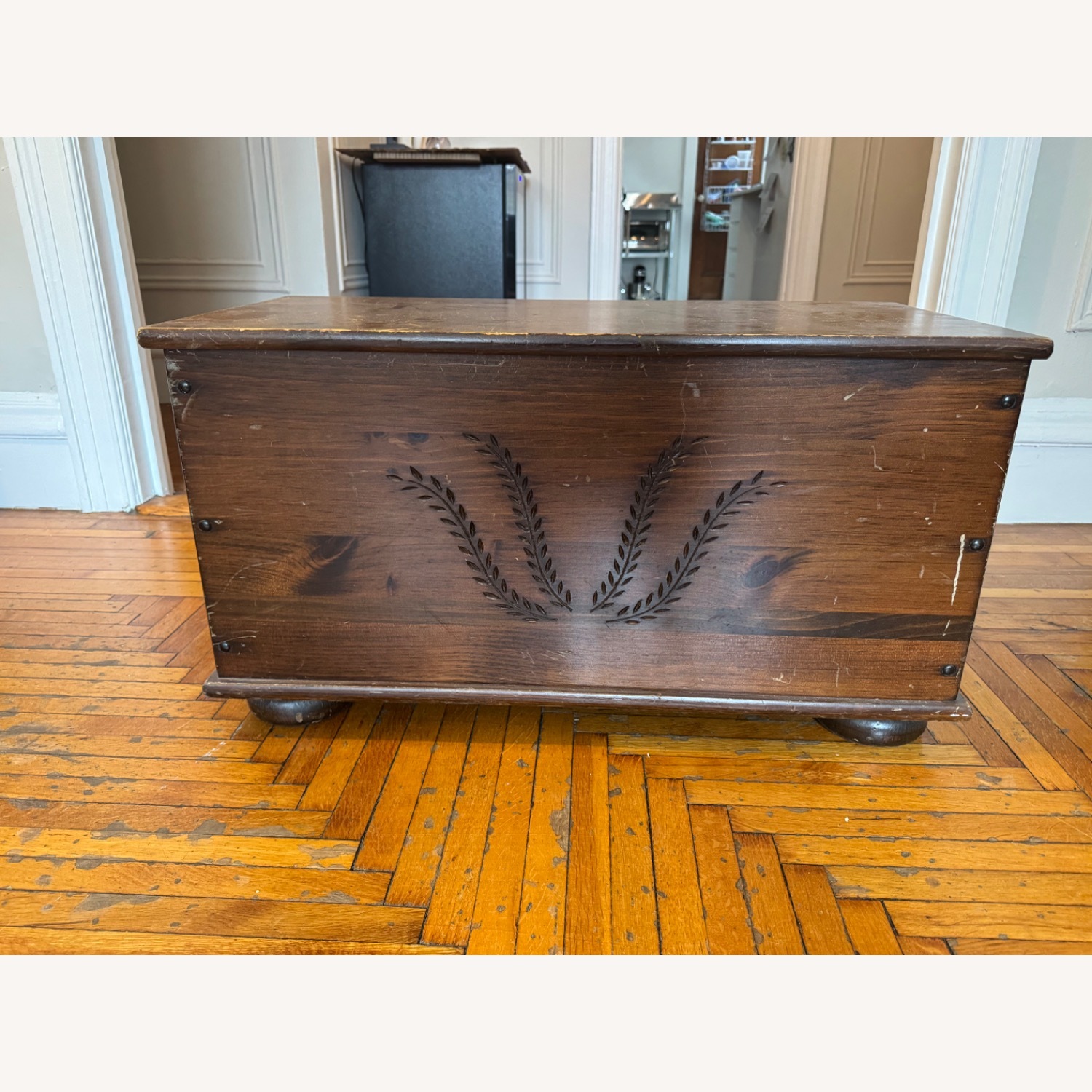 Vintage/Antique Dark Brown Wood Chest - image-1