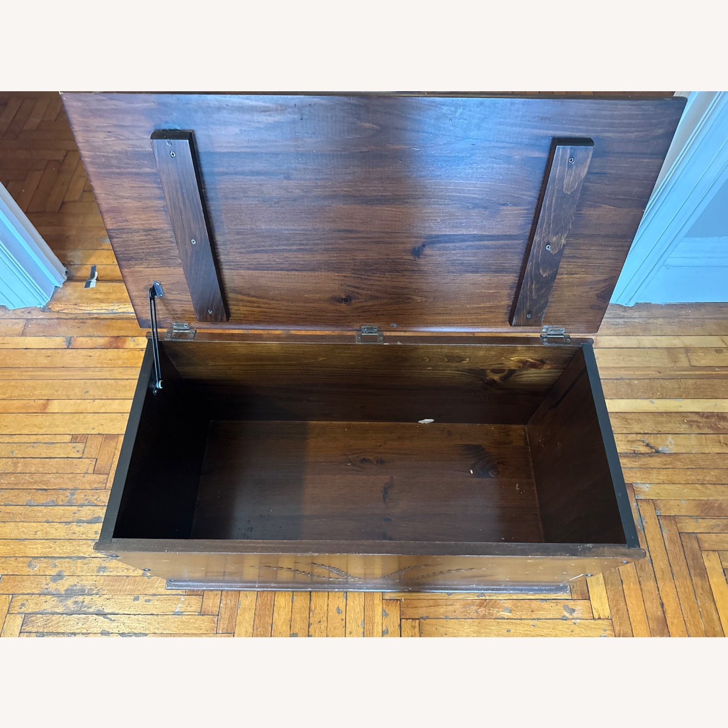 Vintage/Antique Dark Brown Wood Chest - image-4