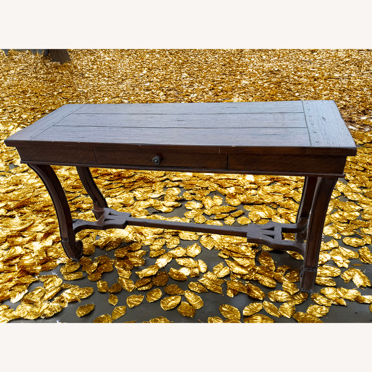 Dark Brown Wood Side Table - image-1