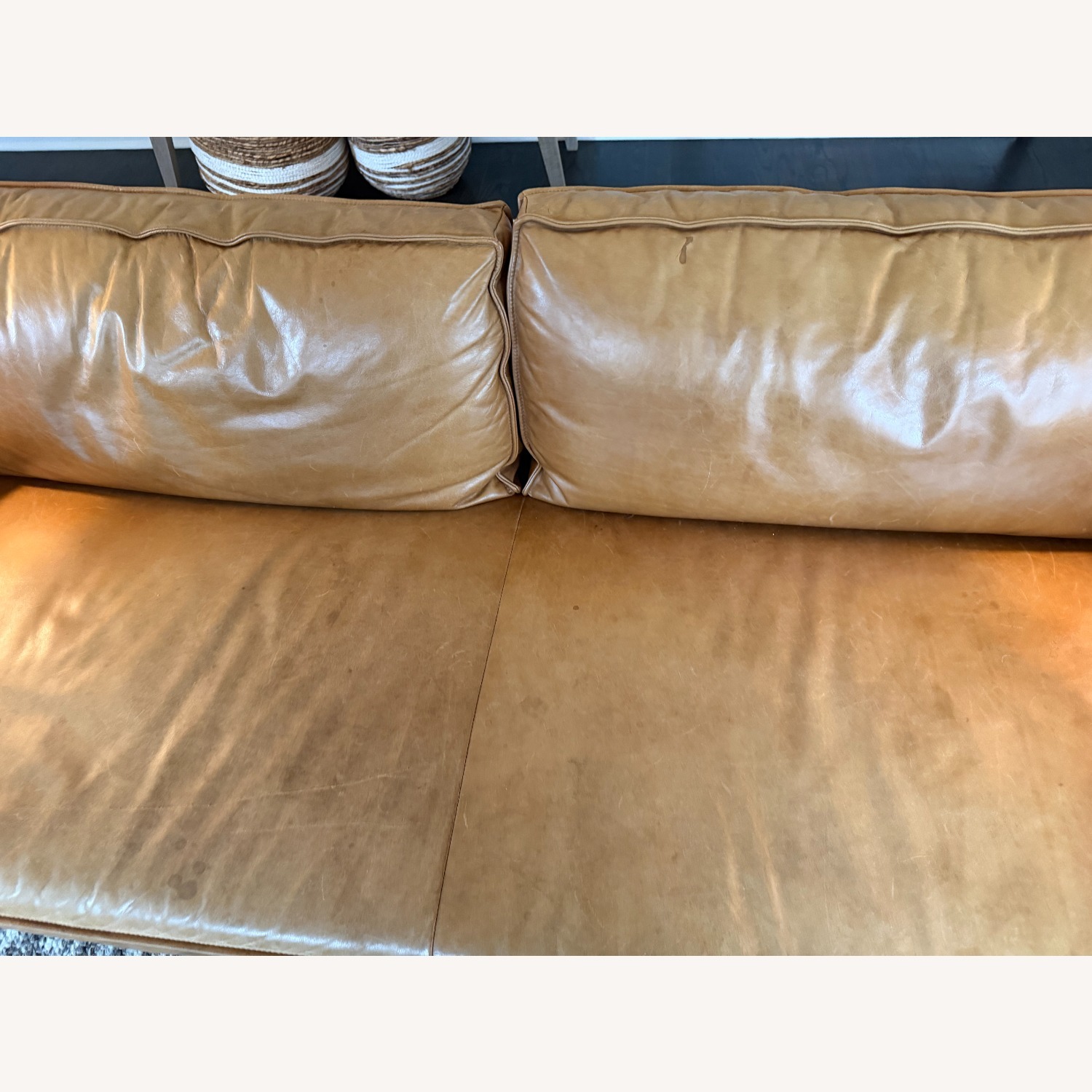 West Elm Axel Brown Leather Sofa  - image-2