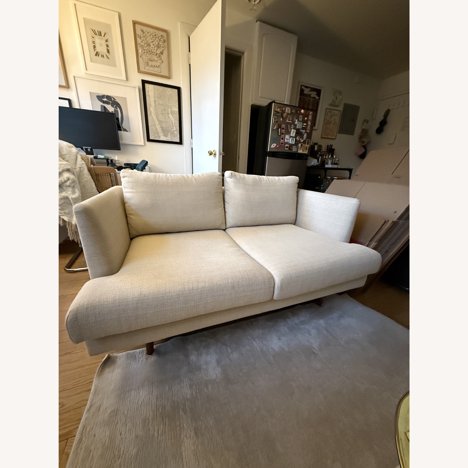 AllModern Miller Cream Linen Loveseat - image-2