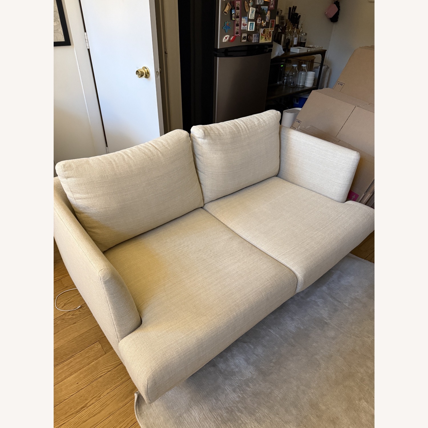 AllModern Miller Cream Linen Loveseat - image-1