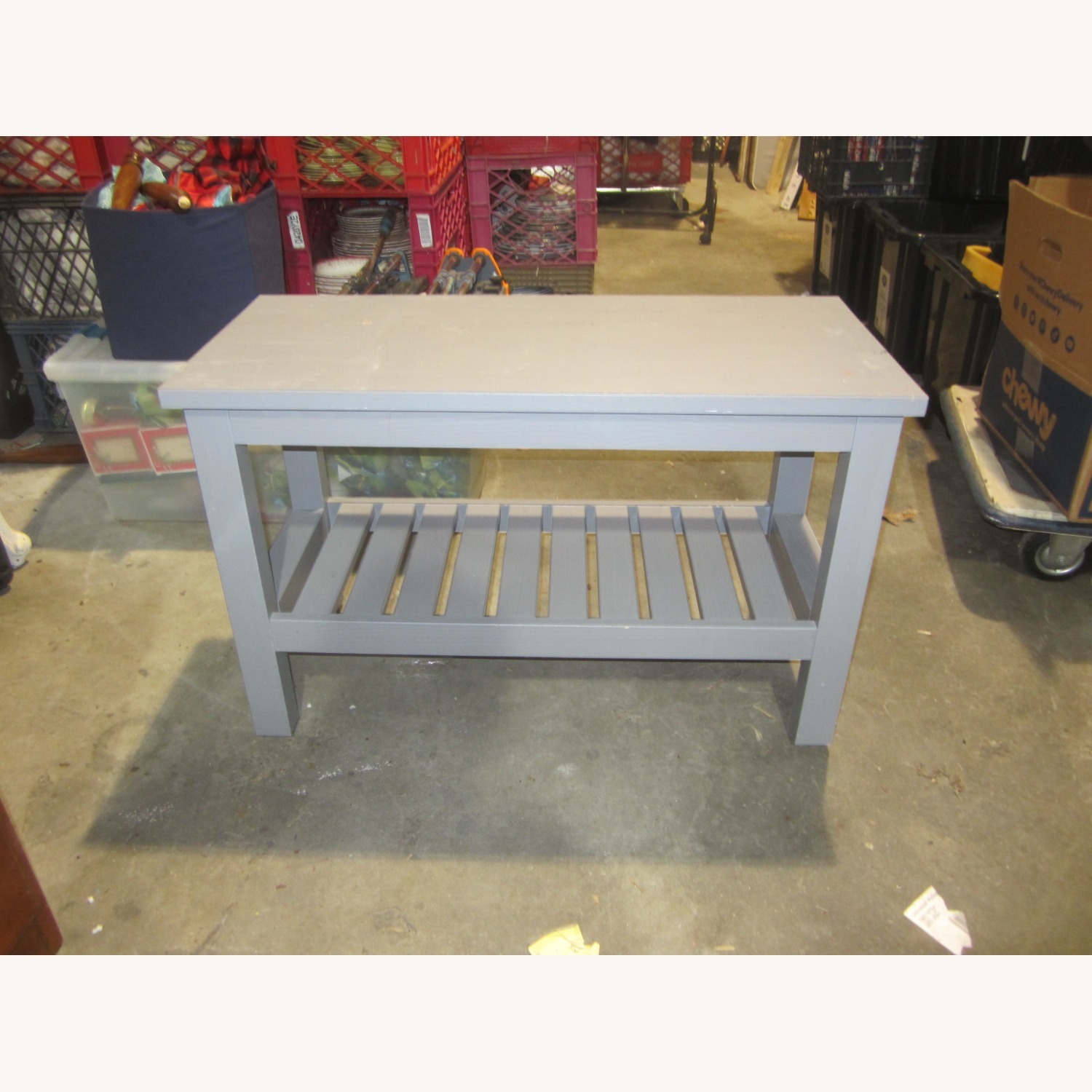 IKEA Light Gray Wood Bench - image-3