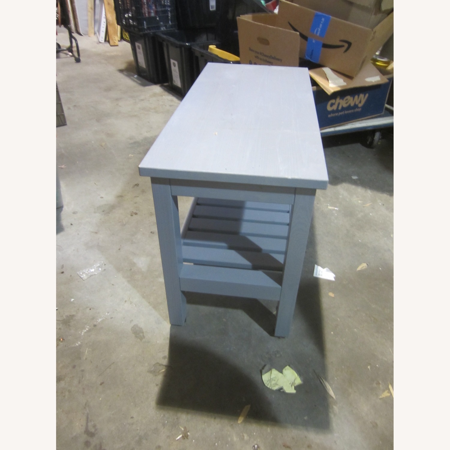 IKEA Light Gray Wood Bench - image-4