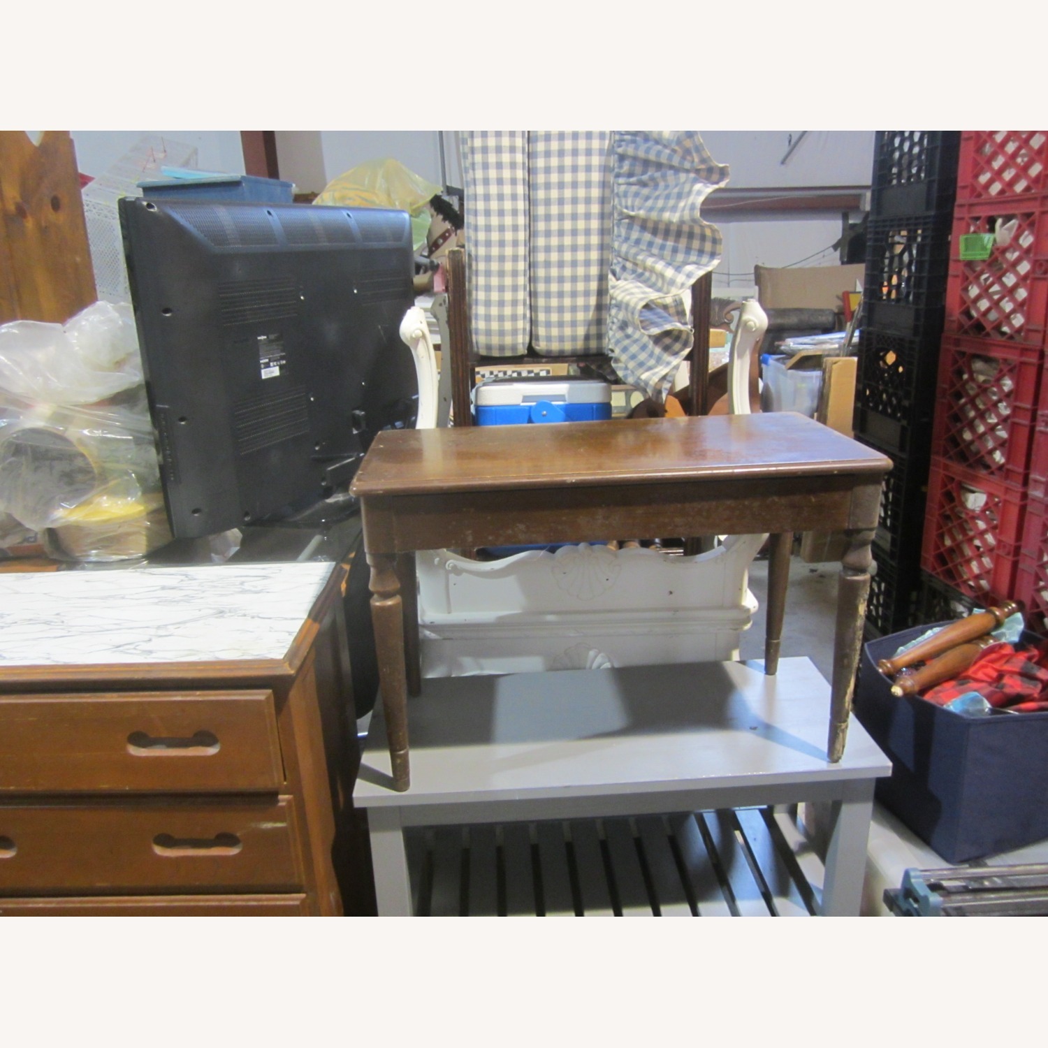 Vintage/Antique  Dark Brown Wood Bench - image-2