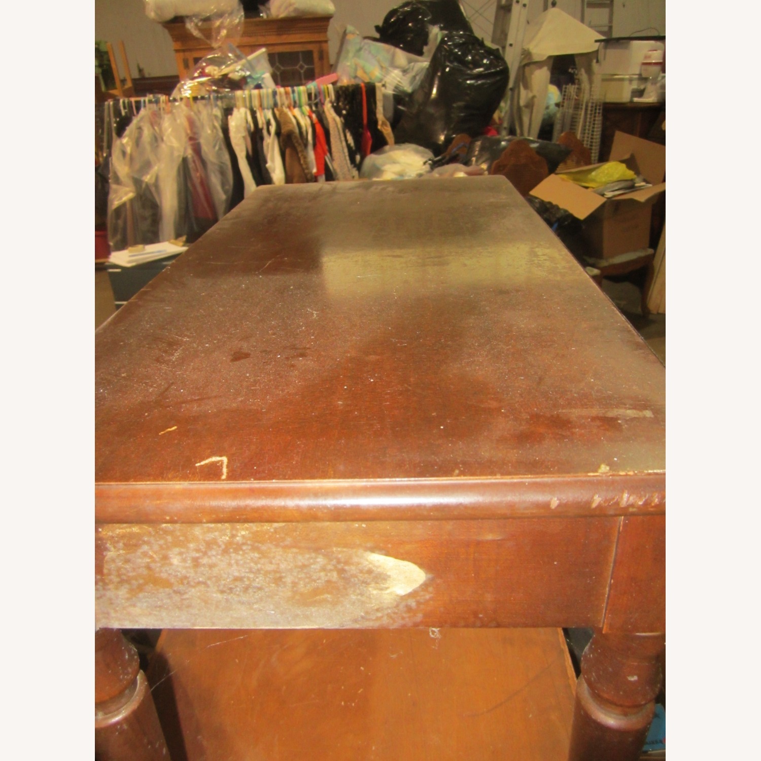 Vintage/Antique  Dark Brown Wood Bench - image-8