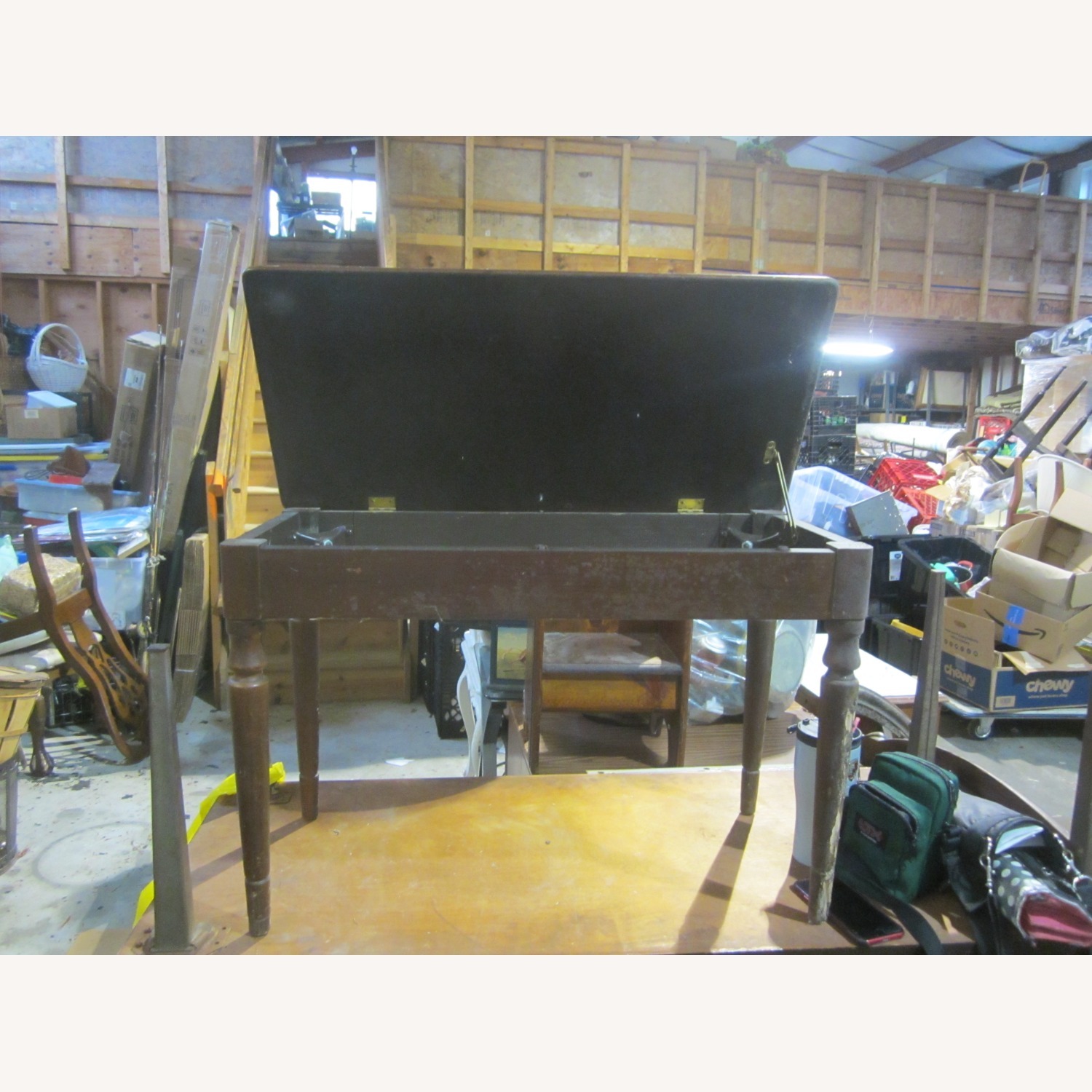 Vintage/Antique  Dark Brown Wood Bench - image-7