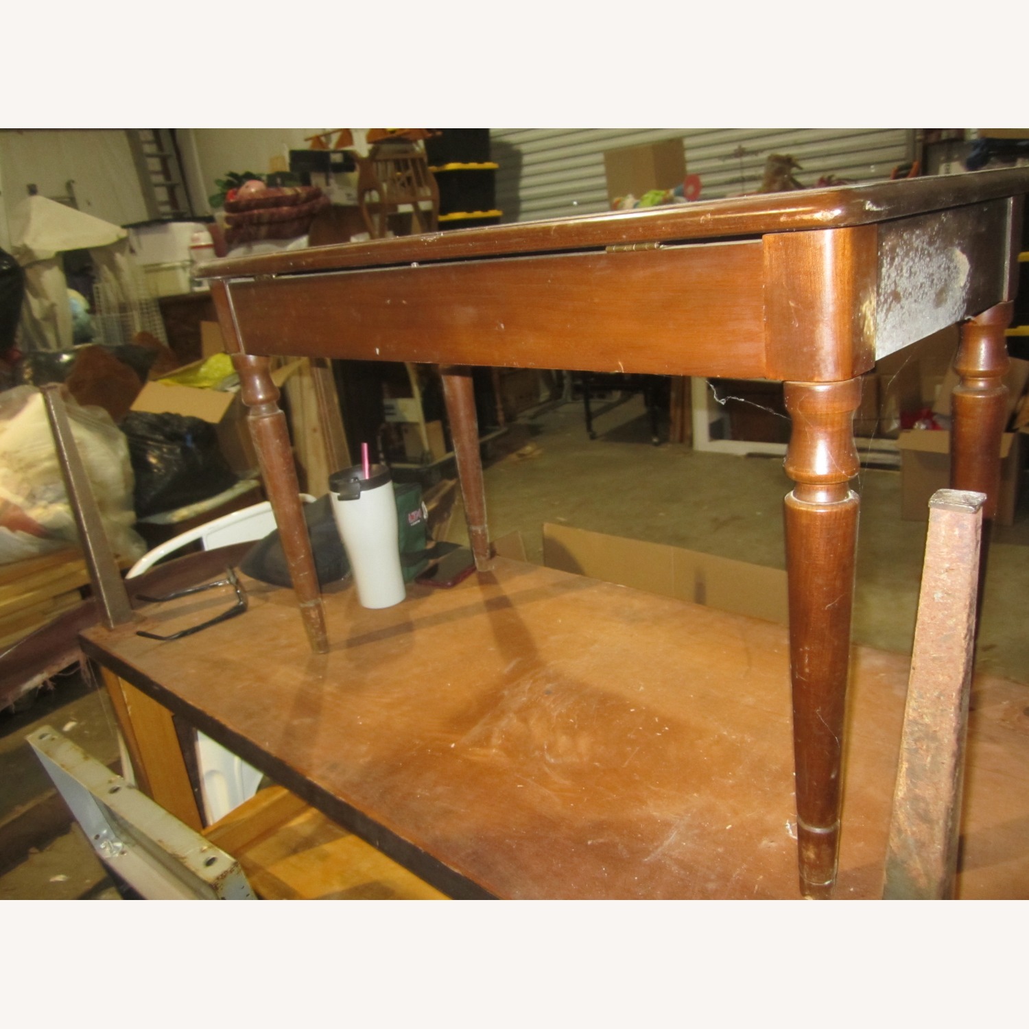 Vintage/Antique  Dark Brown Wood Bench - image-5