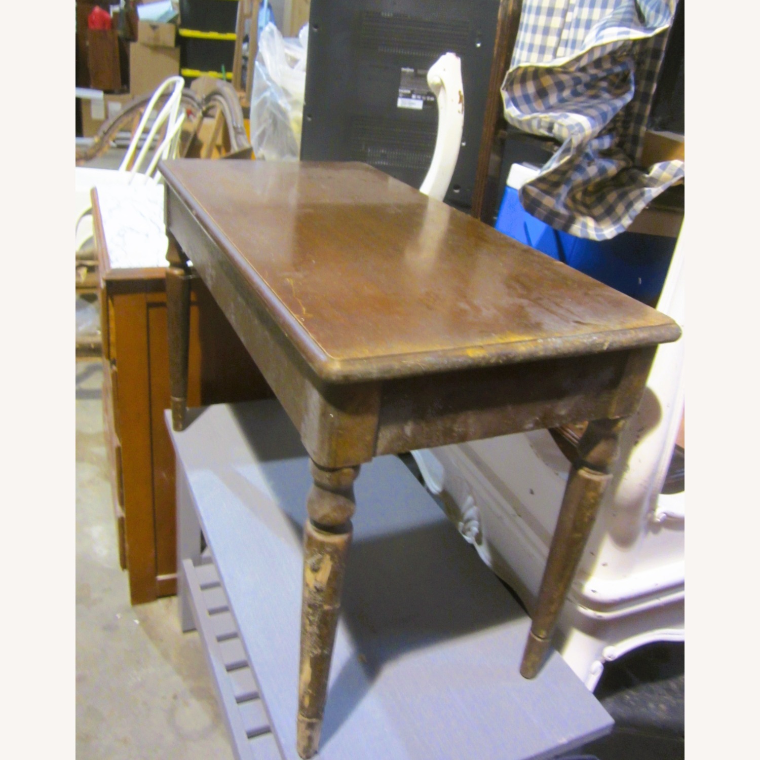 Vintage/Antique  Dark Brown Wood Bench - image-1