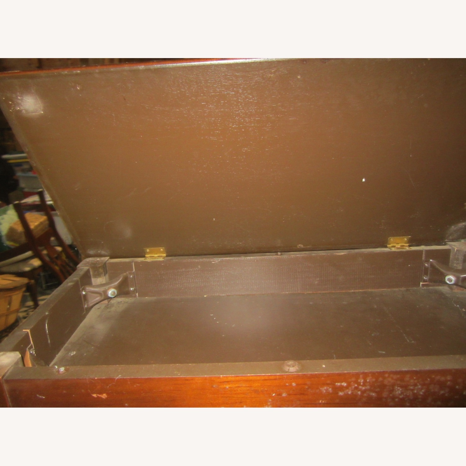 Vintage/Antique  Dark Brown Wood Bench - image-6