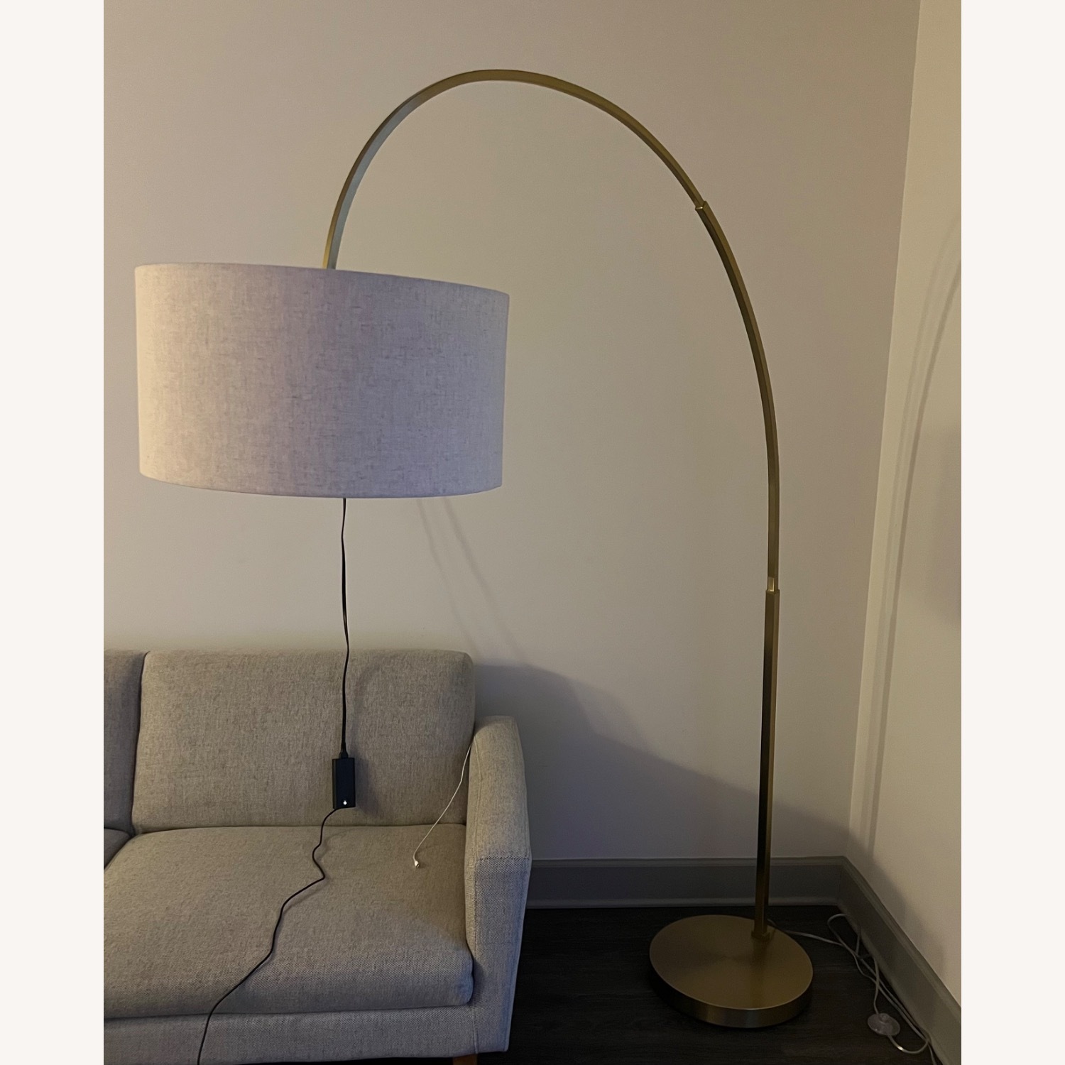 West Elm Overarching Linen Shade Floor Lamp (79") - image-1