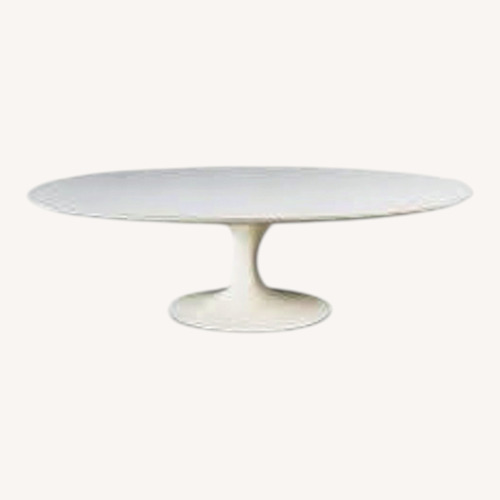 Used Knoll 54" Saarinen Tulip Coffee Table Oval White Laminate Top for sale on AptDeco