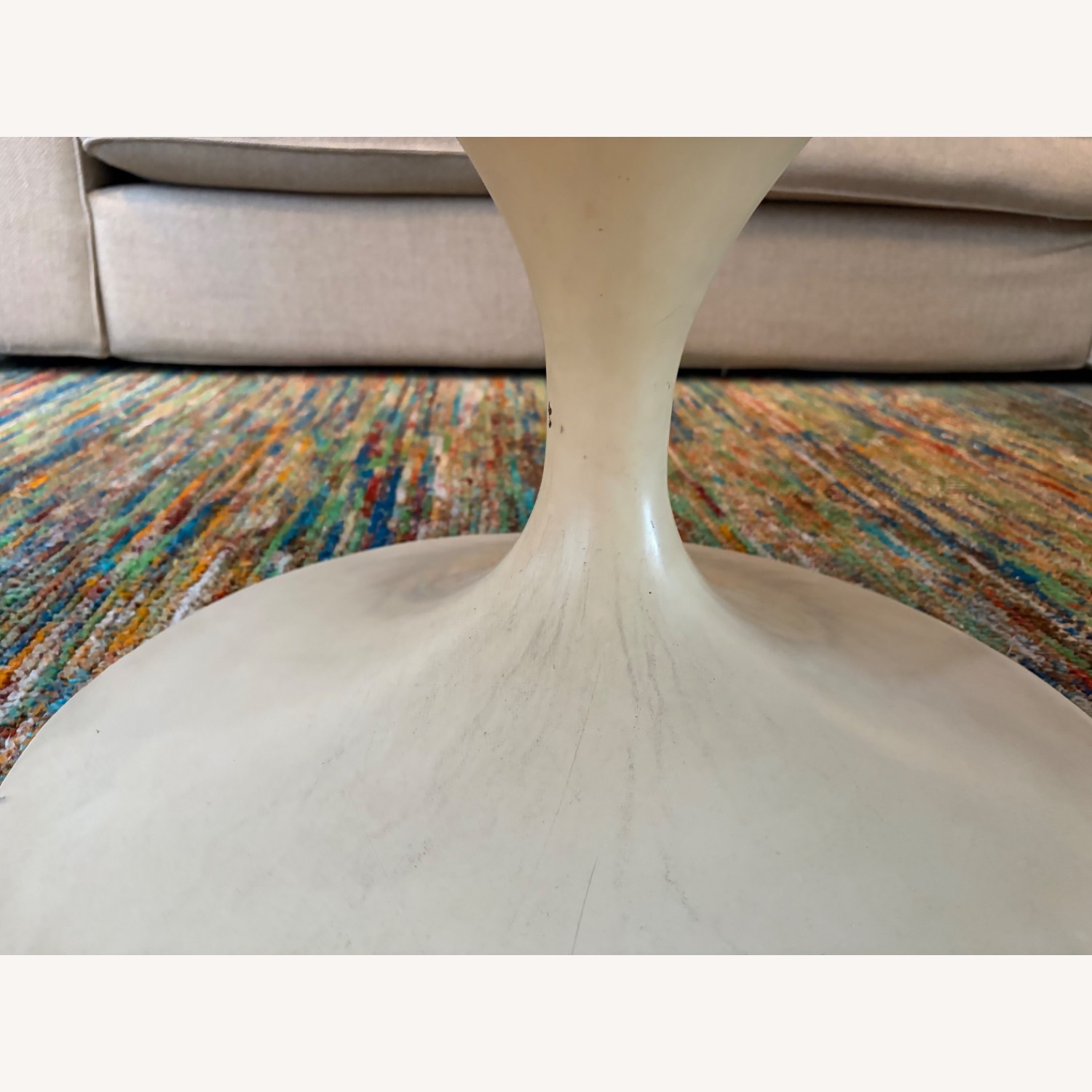 Knoll 54" Saarinen Tulip Coffee Table Oval White Laminate Top - image-5