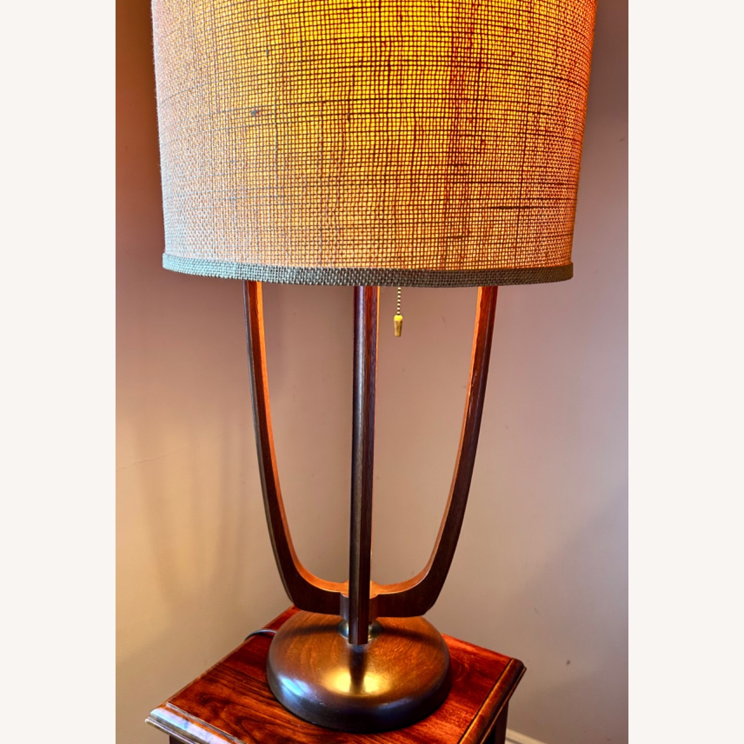 Vintage/Antique Dark Brown Wood Table Lamp - image-2