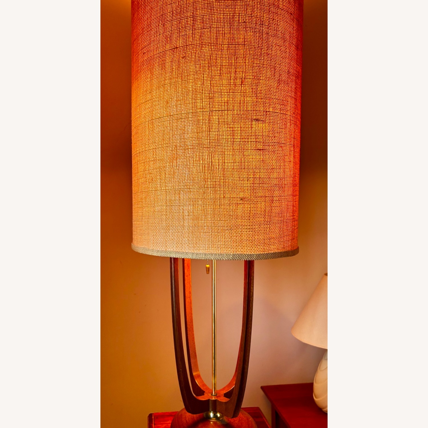 Vintage/Antique Dark Brown Wood Table Lamp - image-4
