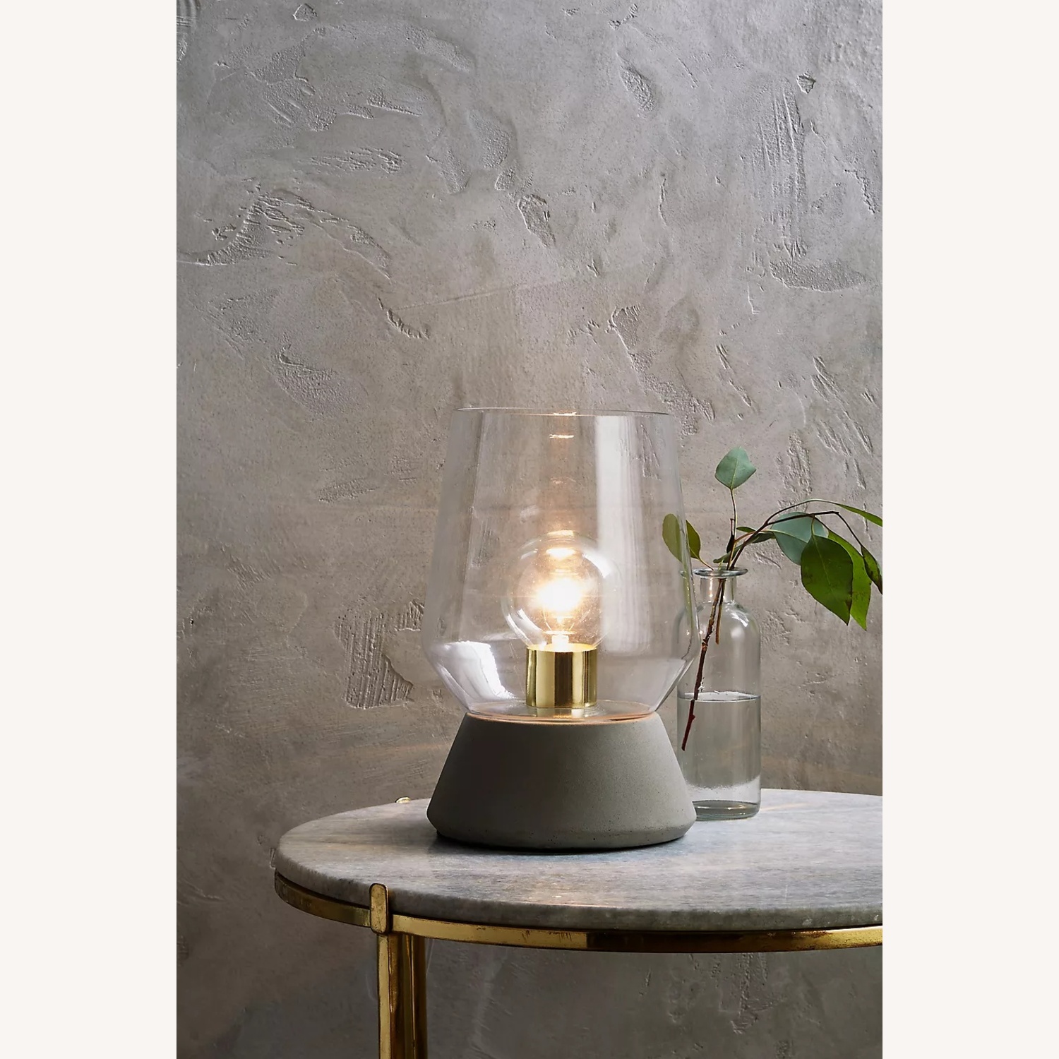 Anthropologie Modern Glass/Concrete Table Lamp - image-4