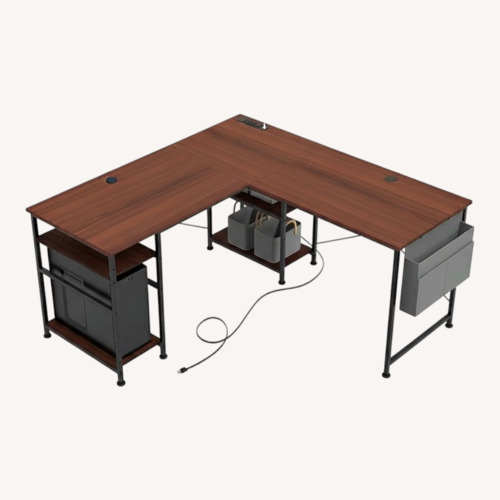 Used Walnut L Shaped Reversible Corner Desk for sale on AptDeco