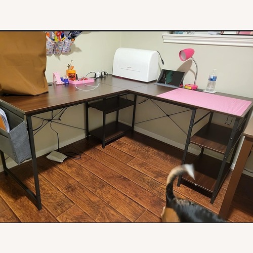Used Walnut L Shaped Reversible Corner Desk for sale on AptDeco