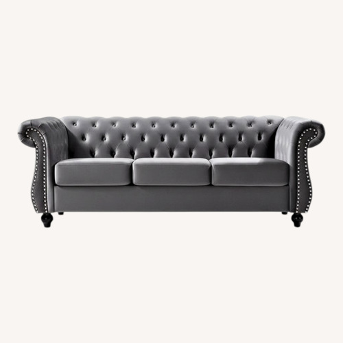 Used Modern Fort Gray Velvet 3 Seater Sofa for sale on AptDeco