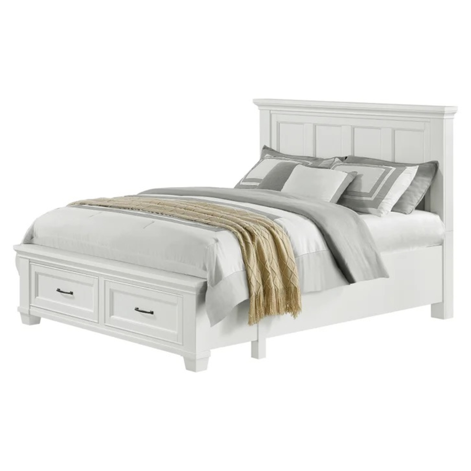 White Wood King Bed - image-2