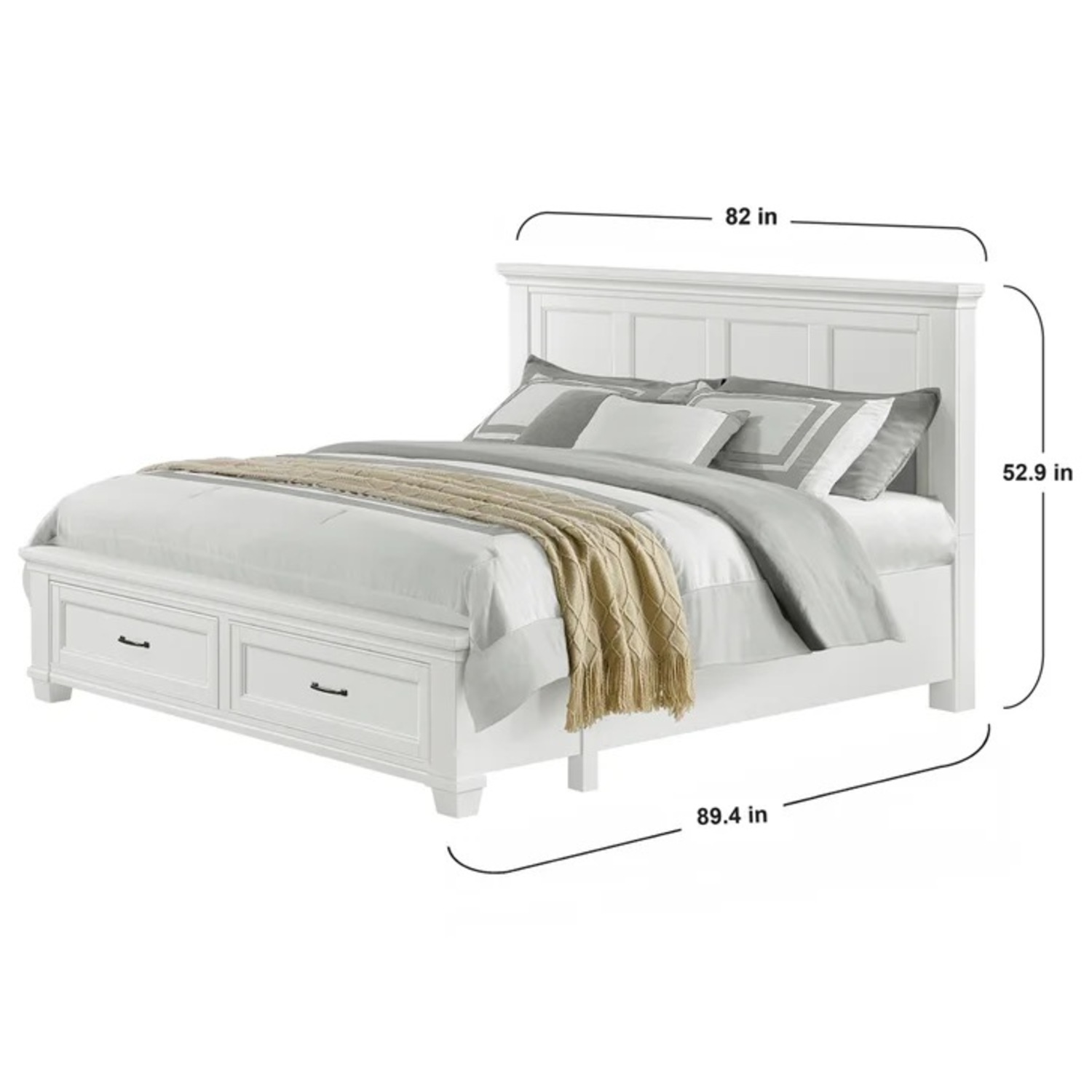 White Wood King Bed - image-1