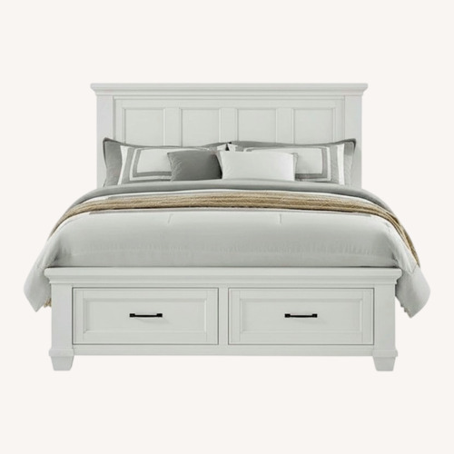 Used White Wood King Bed for sale on AptDeco