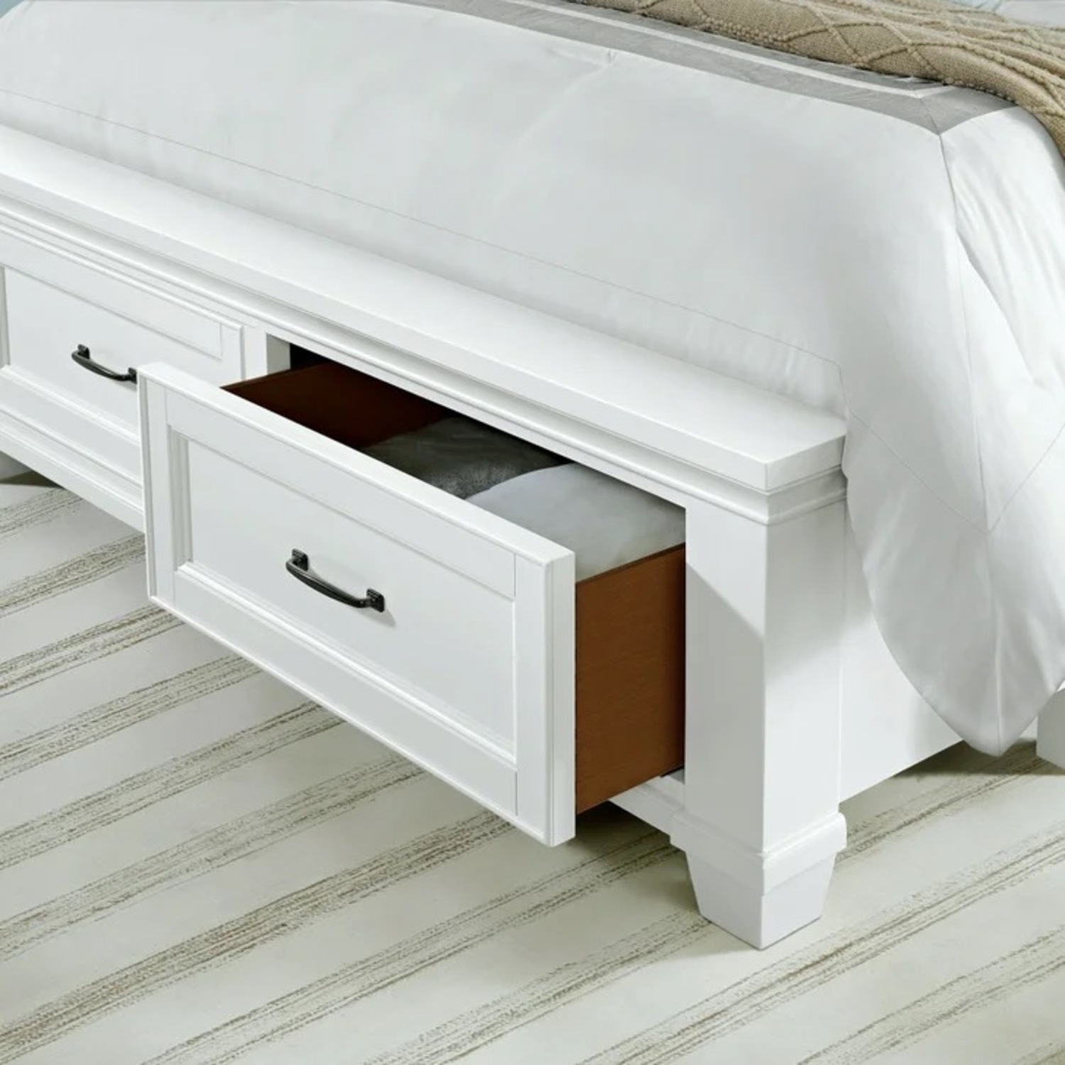 White Wood King Bed - image-4